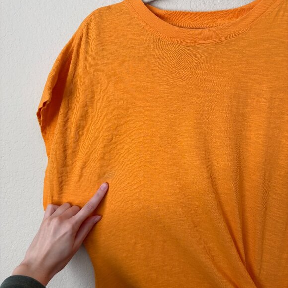 Apiece Apart Organic Cotton Vanina Cinched Tie Waist Midi Dress in Creamsicle - Picture 5 of 11